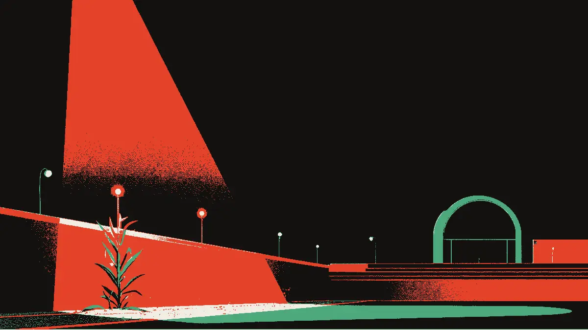 Illustration représentant une jeune pousse qui sort d'une fissure dans un mur d'entraînement, éclairée par un projecteur unique, suggérant l'émergence d'un jeune talent vers la lumière d'un grand stade.
